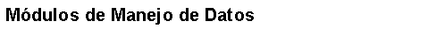 Text Box: Mdulos de Manejo de Datos